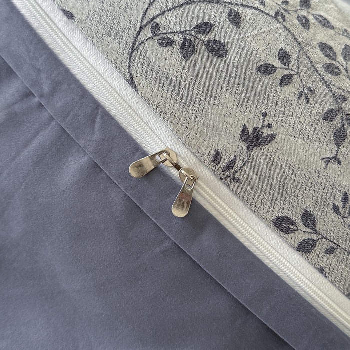 91家纺网 家纺一手货源 找家纺 言一 2025新款A类100支陶瓷轻磨毛新疆长绒棉纯棉全棉提花四件套 花影摇枝-蓝