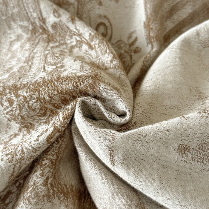 91家纺网 家纺一手货源 找家纺 言一 2025新款A类100支陶瓷轻磨毛新疆长绒棉纯棉全棉提花四件套 古韵织锦-咖