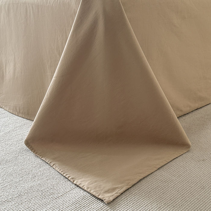 91家纺网 家纺一手货源 找家纺 言一 2025新款A类100支陶瓷轻磨毛新疆长绒棉纯棉全棉提花四件套 海盐波点-浅咖