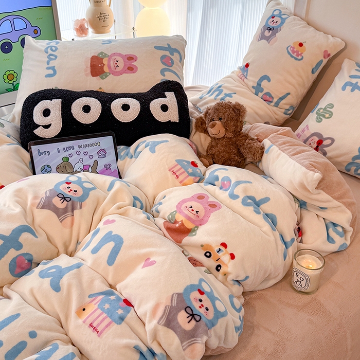 91家纺网 家纺一手货源 找家纺 HL原创 2025新款牛奶绒四件套 欢乐时光