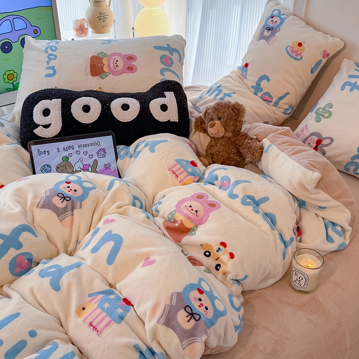 91家纺网 家纺一手货源 找家纺 HL原创 2025新款牛奶绒四件套 欢乐时光