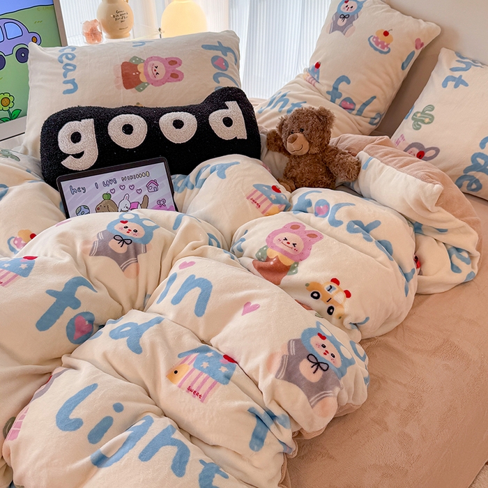 91家纺网 家纺一手货源 找家纺 HL原创 2025新款牛奶绒四件套 欢乐时光