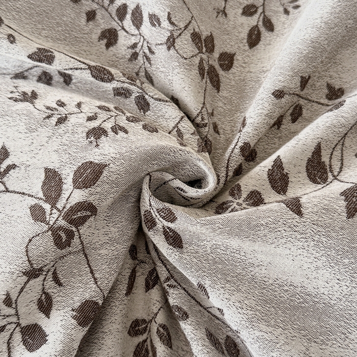 91家纺网 家纺一手货源 找家纺 言一 2025新款A类100支陶瓷轻磨毛新疆长绒棉纯棉全棉提花四件套 花影摇枝-咖