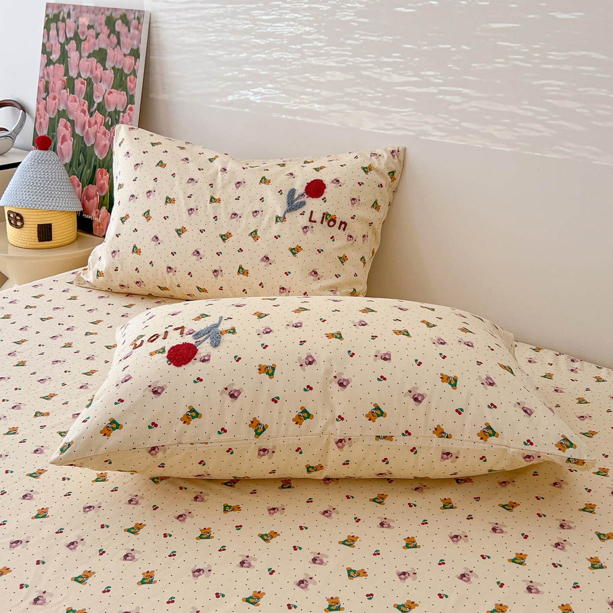 91家纺网 家纺一手货源 找家纺 舒居家纺 2025新款13070全棉纯棉毛巾绣床笠单品床笠单件单床笠 蛋糕熊