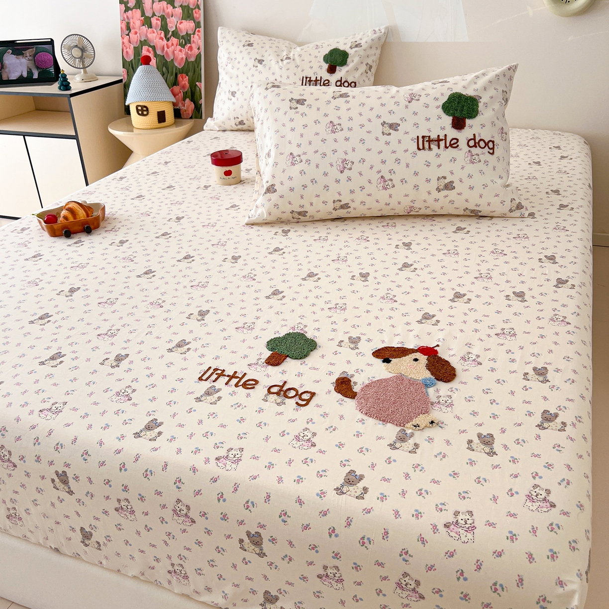 91家纺网 家纺一手货源 找家纺 舒居家纺 2025新款13070全棉纯棉毛巾绣床笠单品床笠单件单床笠 可米宝贝