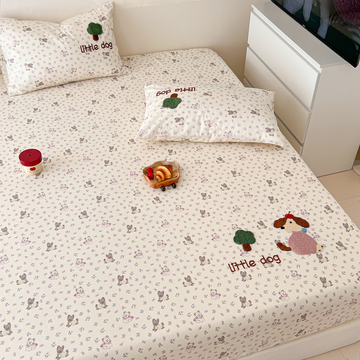 91家纺网 家纺一手货源 找家纺 舒居家纺 2025新款13070全棉纯棉毛巾绣床笠单品床笠单件单床笠 可米宝贝