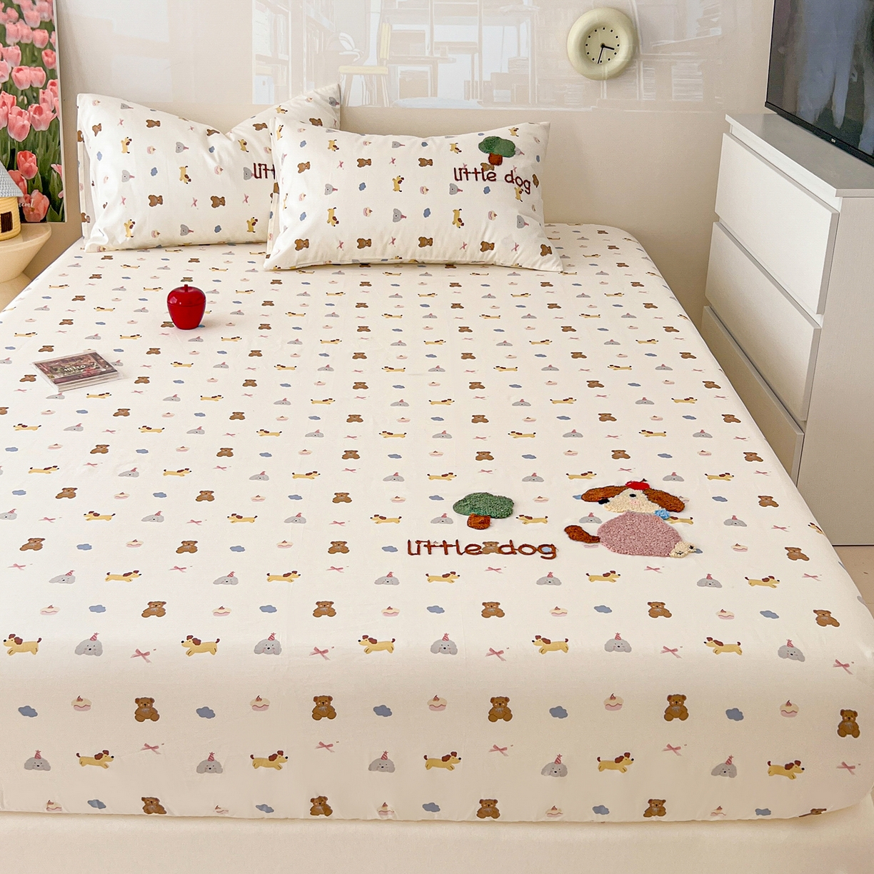 91家纺网 家纺一手货源 找家纺 舒居家纺 2025新款13070全棉纯棉毛巾绣床笠单品床笠单件单床笠 奇趣缤纷