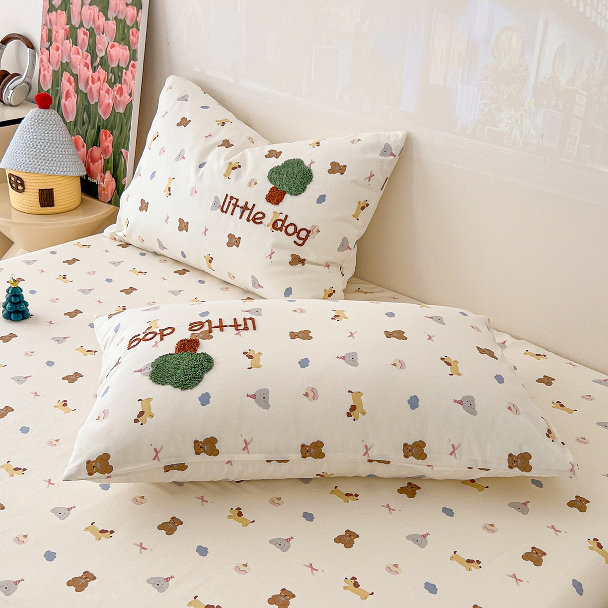 91家纺网 家纺一手货源 找家纺 舒居家纺 2025新款13070全棉纯棉毛巾绣床笠单品床笠单件单床笠 奇趣缤纷