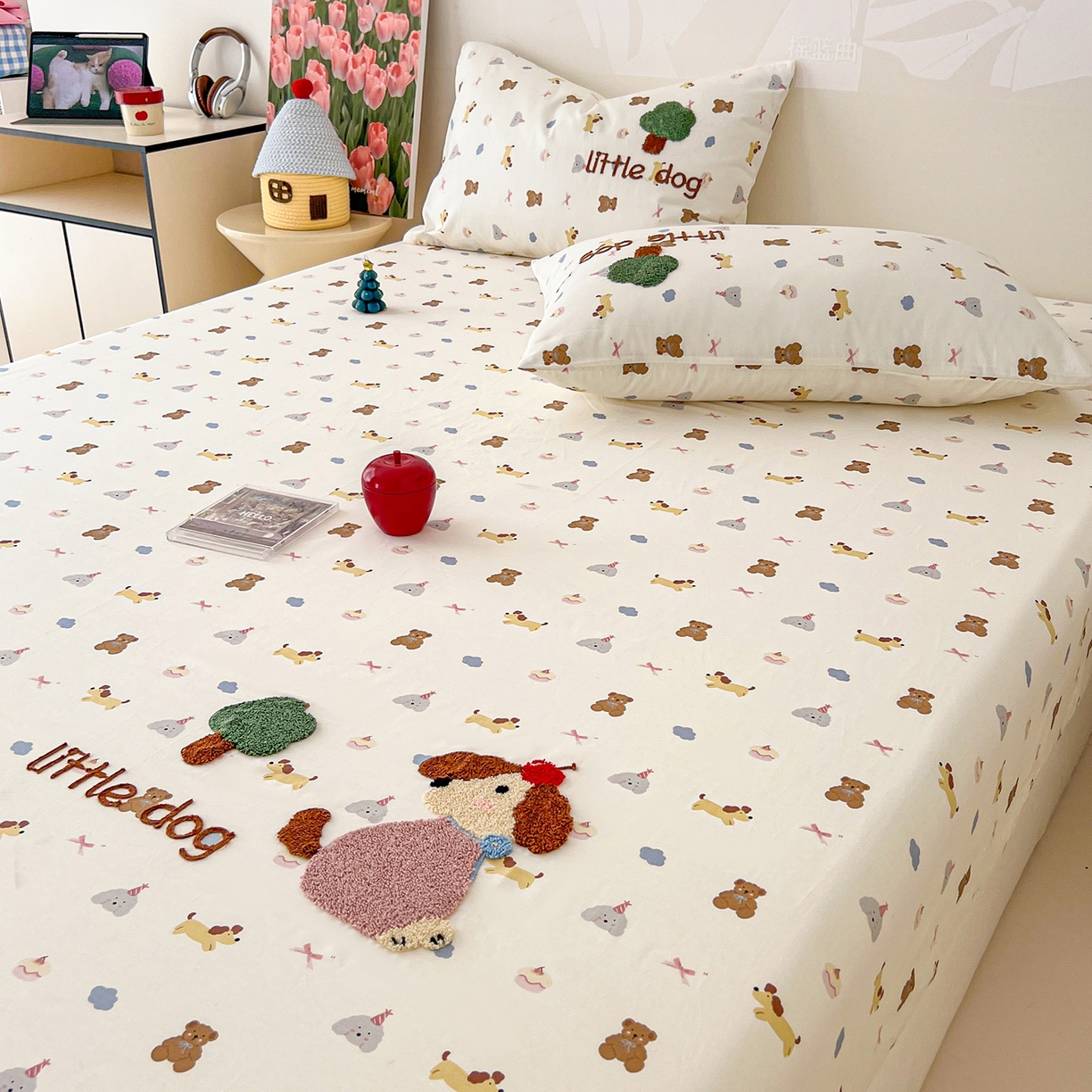 91家纺网 家纺一手货源 找家纺 舒居家纺 2025新款13070全棉纯棉毛巾绣床笠单品床笠单件单床笠 奇趣缤纷