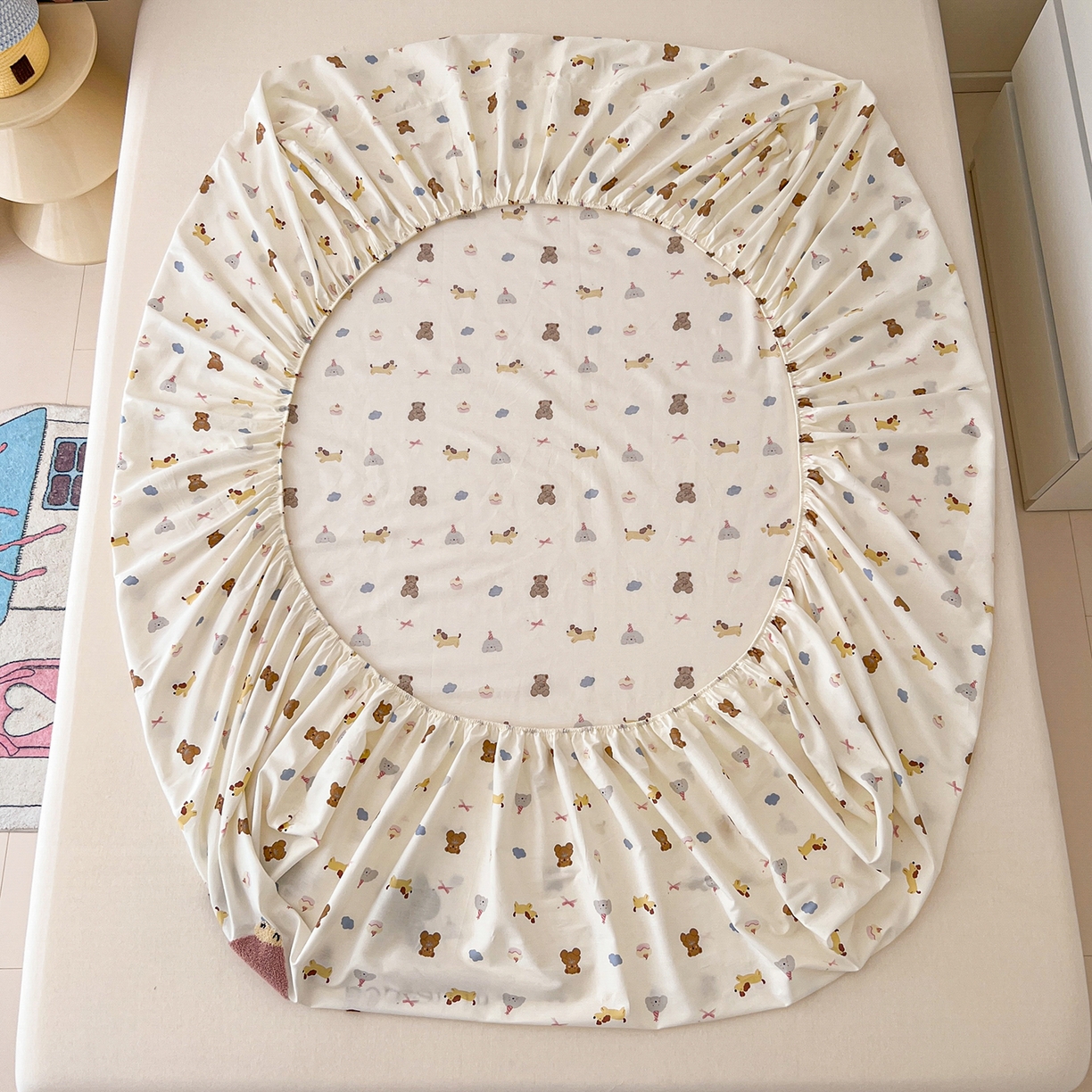 91家纺网 家纺一手货源 找家纺 舒居家纺 2025新款13070全棉纯棉毛巾绣床笠单品床笠单件单床笠 奇趣缤纷