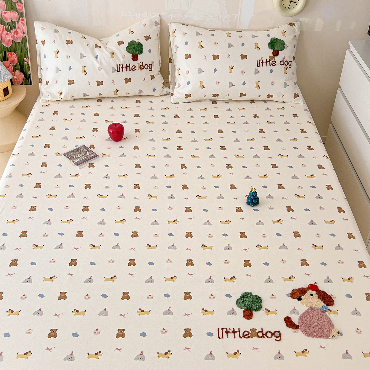 91家纺网 家纺一手货源 找家纺 舒居家纺 2025新款13070全棉纯棉毛巾绣床笠单品床笠单件单床笠 奇趣缤纷