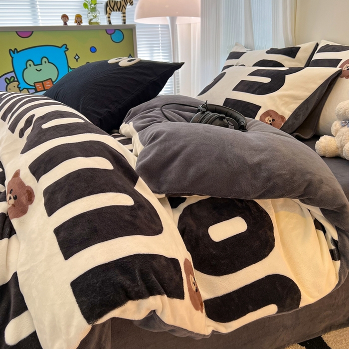 HL原创 2025新款牛奶绒四件套 巧克力豆