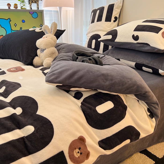 91家纺网 家纺一手货源 找家纺 HL原创 2025新款牛奶绒四件套 巧克力豆