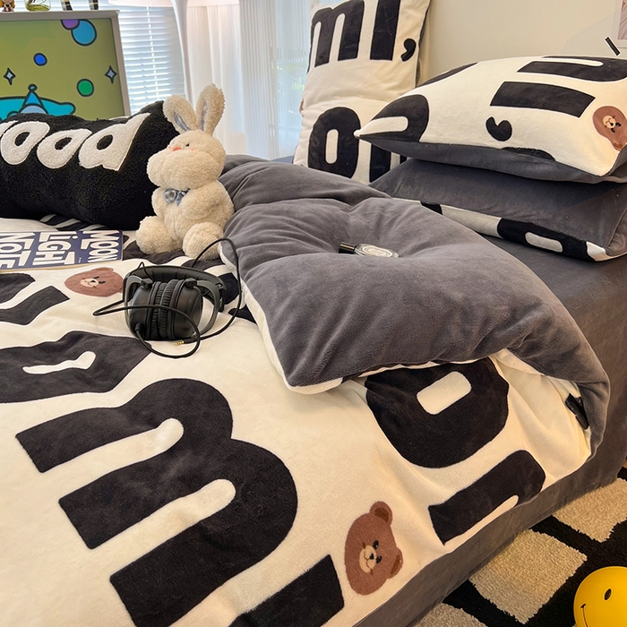 91家纺网 家纺一手货源 找家纺 HL原创 2025新款牛奶绒四件套 巧克力豆