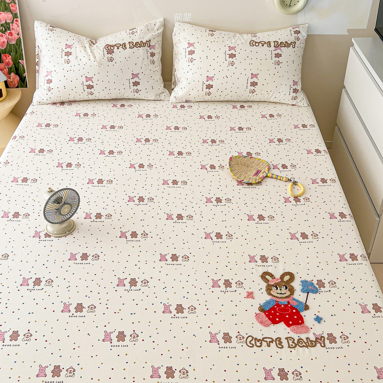 91家纺网 家纺一手货源 找家纺 舒居家纺 2025新款13070全棉纯棉毛巾绣床笠单品床笠单件单床笠 玩伴