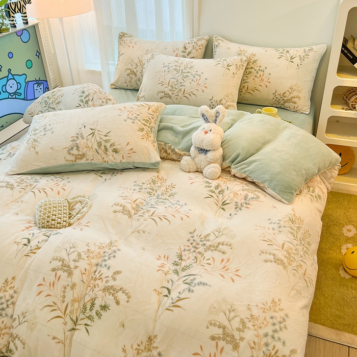 91家纺网 家纺一手货源 找家纺 HL原创 2025新款牛奶绒四件套 田园