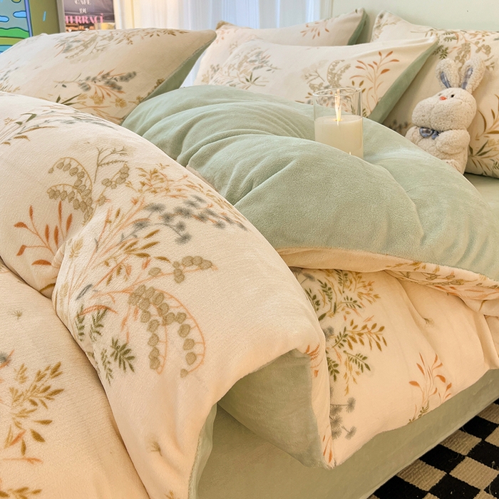 91家纺网 家纺一手货源 找家纺 HL原创 2025新款牛奶绒四件套 田园