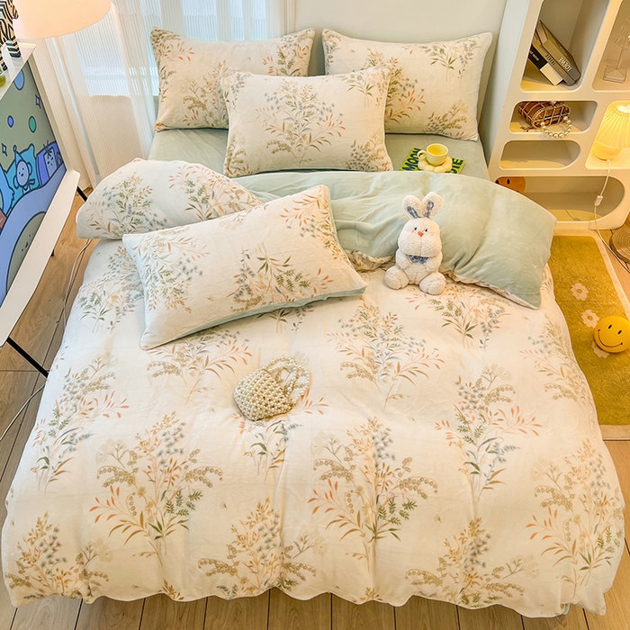 91家纺网 家纺一手货源 找家纺 HL原创 2025新款牛奶绒四件套 田园