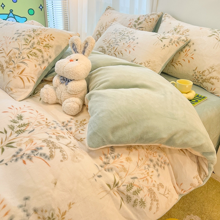 91家纺网 家纺一手货源 找家纺 HL原创 2025新款牛奶绒四件套 田园