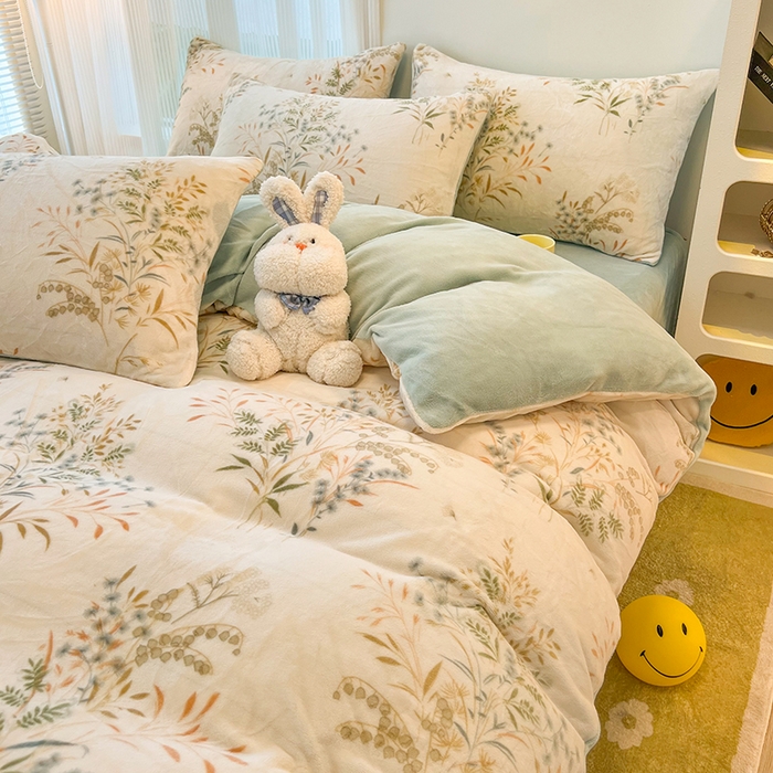 91家纺网 家纺一手货源 找家纺 HL原创 2025新款牛奶绒四件套 田园