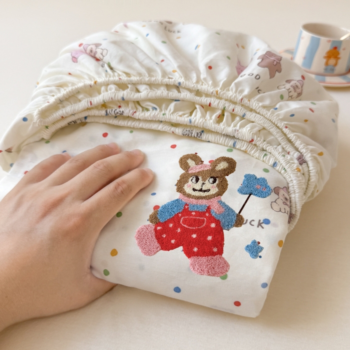 91家纺网 家纺一手货源 找家纺 舒居家纺 2025新款13070全棉纯棉毛巾绣床笠单品床笠单件单床笠 组合图仅供展示不可下单