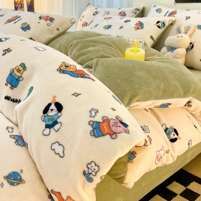 91家纺网 家纺一手货源 找家纺 HL原创 2025新款牛奶绒四件套 童话世界