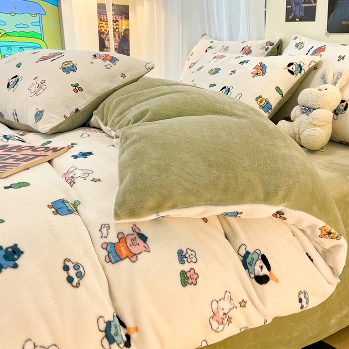 91家纺网 家纺一手货源 找家纺 HL原创 2025新款牛奶绒四件套 童话世界