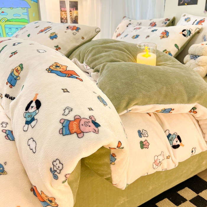 91家纺网 家纺一手货源 找家纺 HL原创 2025新款牛奶绒四件套 童话世界