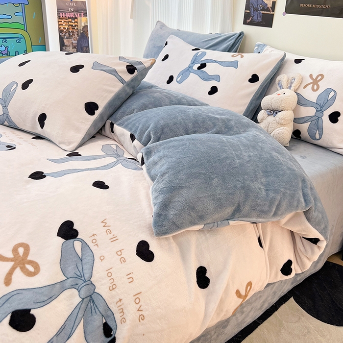 91家纺网 家纺一手货源 找家纺 HL原创 2025新款牛奶绒四件套 邂逅