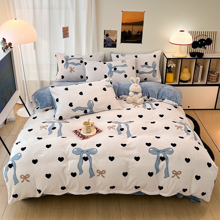 91家纺网 家纺一手货源 找家纺 HL原创 2025新款牛奶绒四件套 邂逅