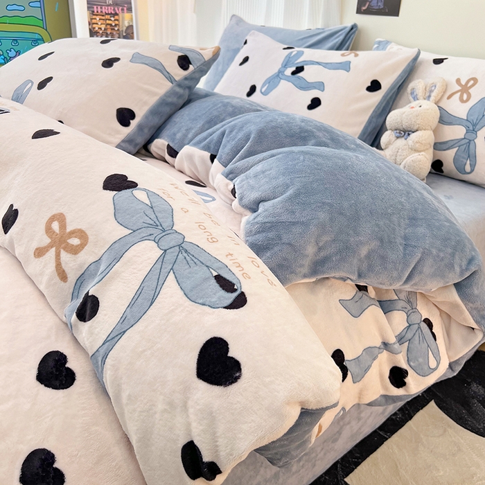 91家纺网 家纺一手货源 找家纺 HL原创 2025新款牛奶绒四件套 邂逅