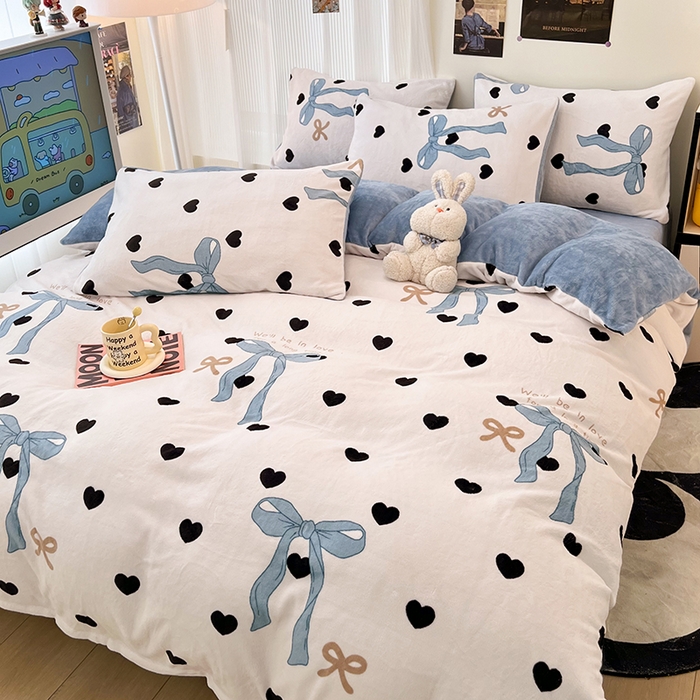 91家纺网 家纺一手货源 找家纺 HL原创 2025新款牛奶绒四件套 邂逅