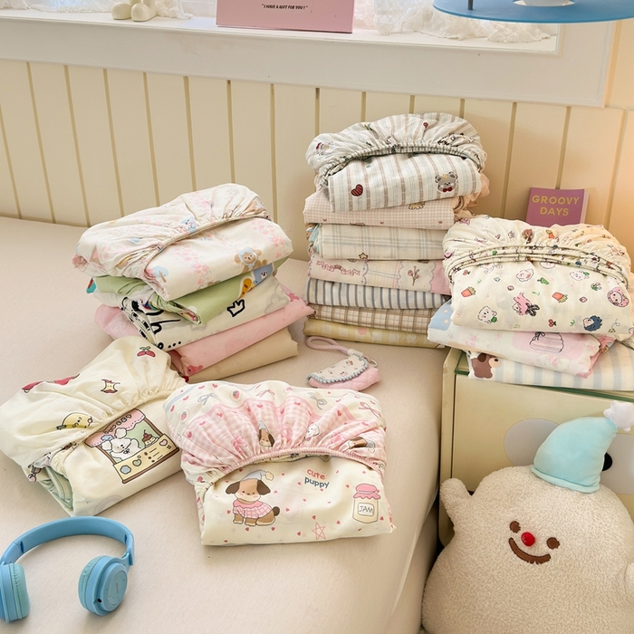 91家纺网 家纺一手货源 找家纺 （总）曼之夏 2025新款全棉纯棉卡通印花单床笠 床笠单件