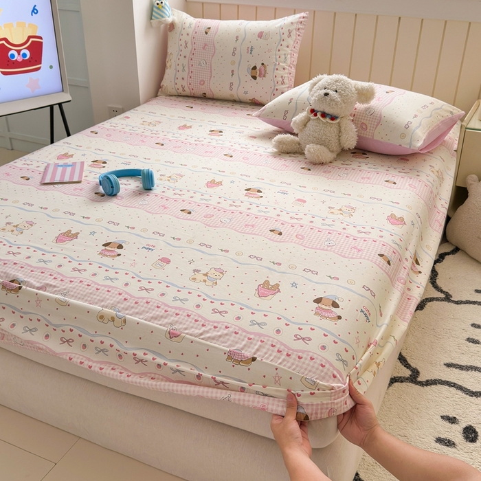 91家纺网 家纺一手货源 找家纺 （总）曼之夏 2025新款全棉纯棉卡通印花单床笠 床笠单件