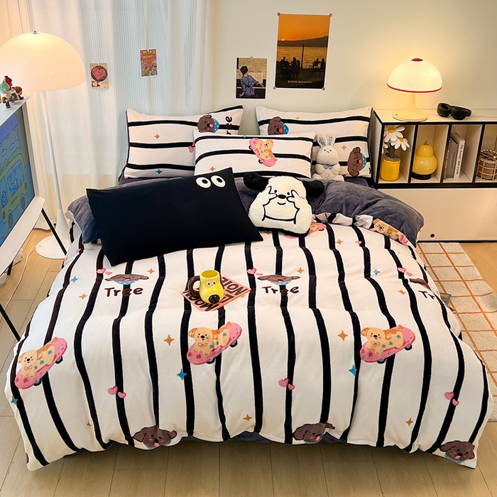 91家纺网 家纺一手货源 找家纺 HL原创 2025新款牛奶绒四件套 星空