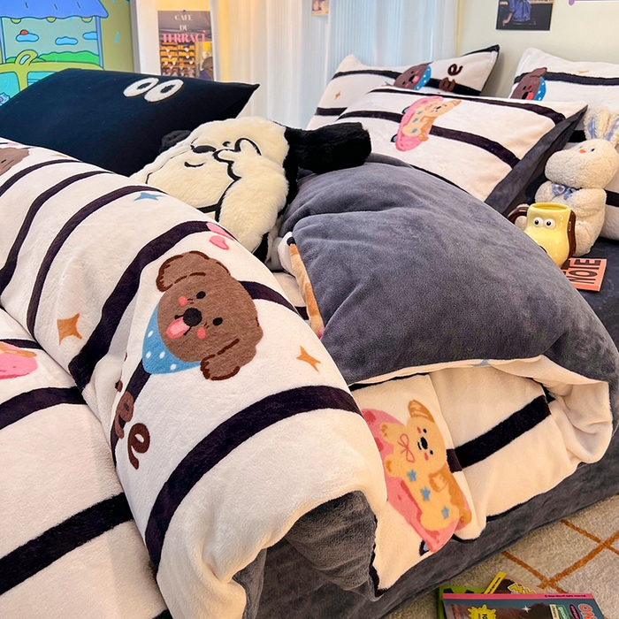 91家纺网 家纺一手货源 找家纺 HL原创 2025新款牛奶绒四件套 星空