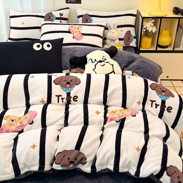 91家纺网 家纺一手货源 找家纺 HL原创 2025新款牛奶绒四件套 星空