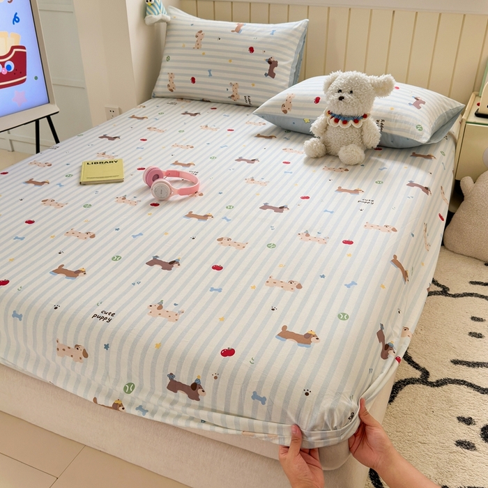 91家纺网 家纺一手货源 找家纺 （总）曼之夏 2025新款全棉纯棉卡通印花单床笠 床笠单件