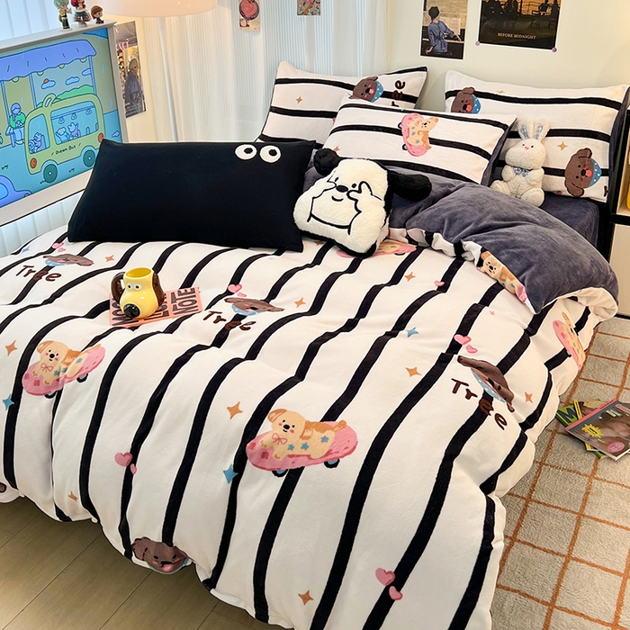 91家纺网 家纺一手货源 找家纺 HL原创 2025新款牛奶绒四件套 星空