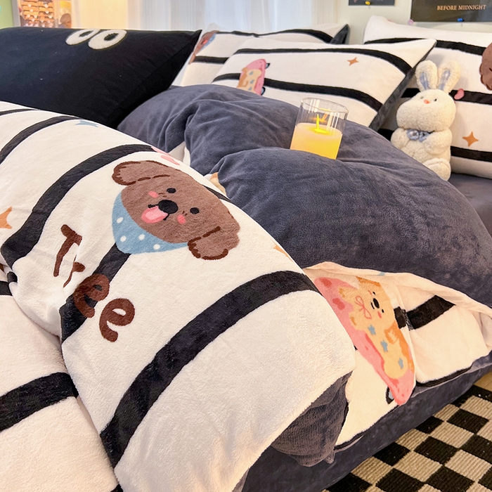 91家纺网 家纺一手货源 找家纺 HL原创 2025新款牛奶绒四件套 星空