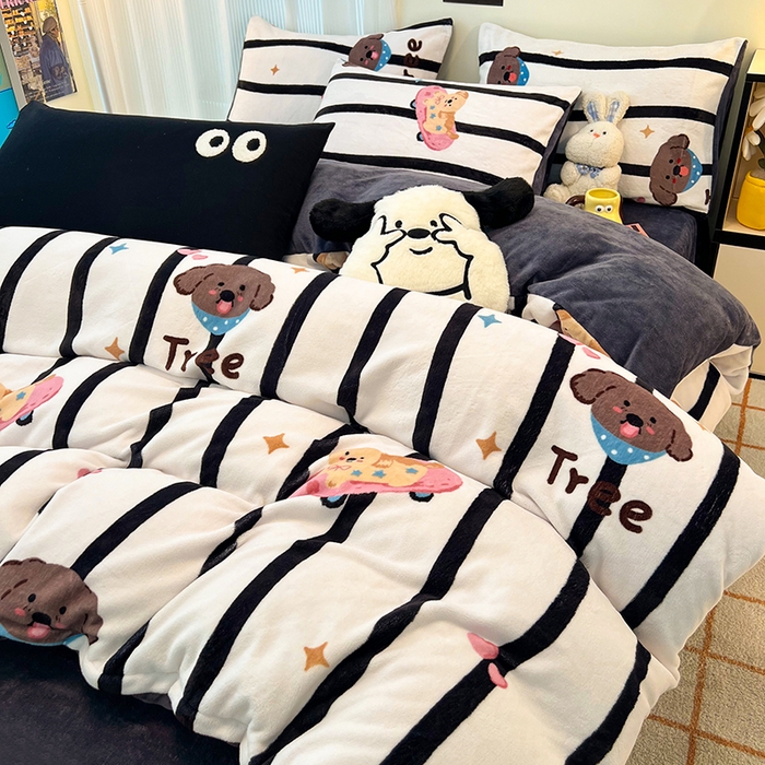 91家纺网 家纺一手货源 找家纺 HL原创 2025新款牛奶绒四件套 星空