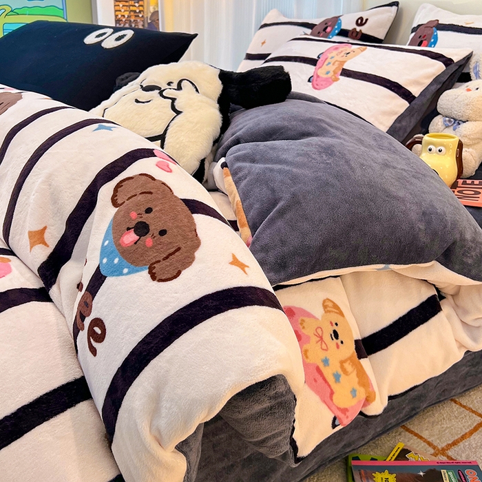 91家纺网 家纺一手货源 找家纺 HL原创 2025新款牛奶绒四件套 星空