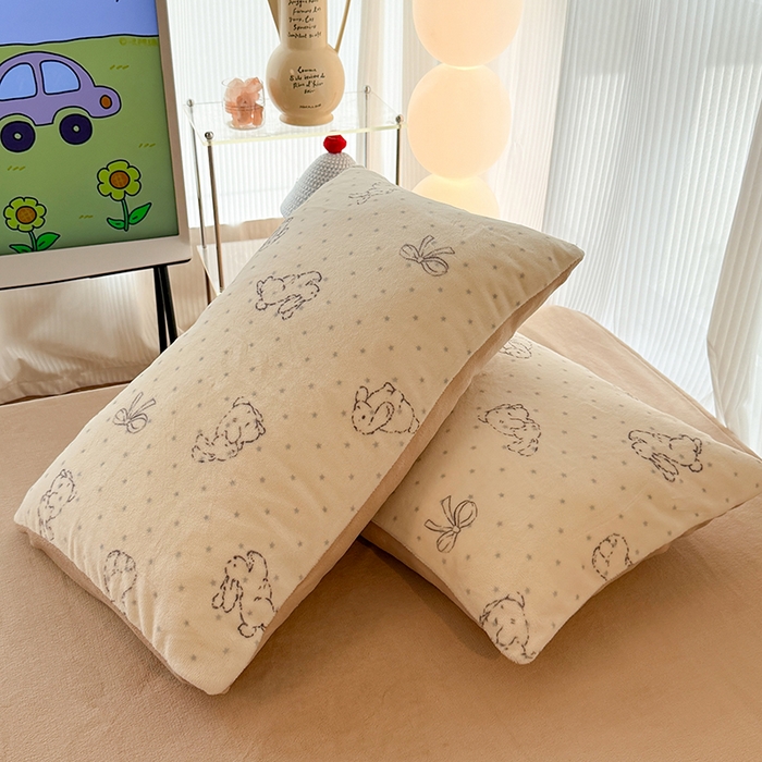 91家纺网 家纺一手货源 找家纺 HL原创 2025新款牛奶绒四件套 星星兔