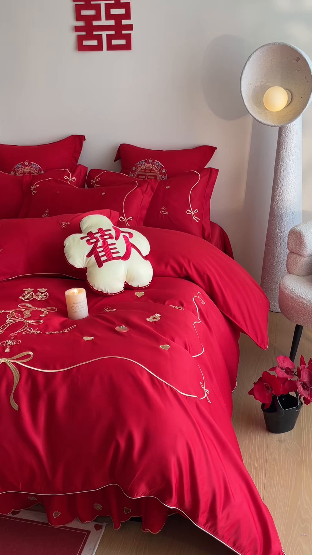 91家纺网 家纺一手货源 找家纺 （总）玉雅家纺 2025新款丝缎亮面刺绣婚庆四件套