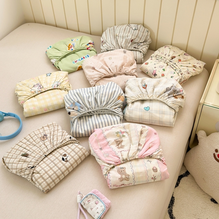 91家纺网 家纺一手货源 找家纺 曼之夏 2025新款全棉纯棉卡通印花单床笠 床笠单件 组合图仅供展示不可下单