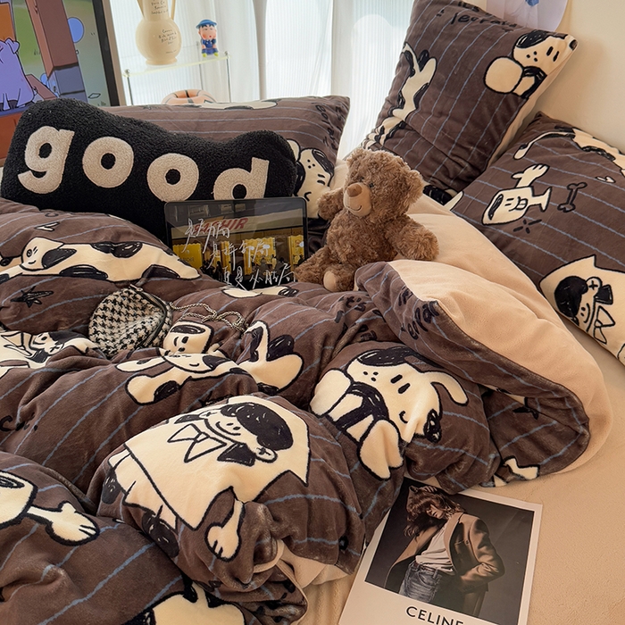 91家纺网 家纺一手货源 找家纺 HL原创 2025新款牛奶绒四件套 学院派