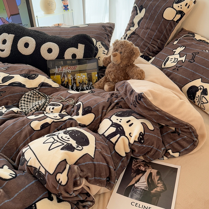 91家纺网 家纺一手货源 找家纺 HL原创 2025新款牛奶绒四件套 学院派