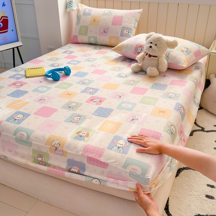 曼之夏 2025新款全棉纯棉卡通印花单床笠 床笠单件 开心屋