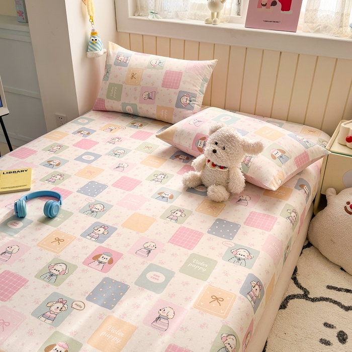 91家纺网 家纺一手货源 找家纺 曼之夏 2025新款全棉纯棉卡通印花单床笠 床笠单件 开心屋