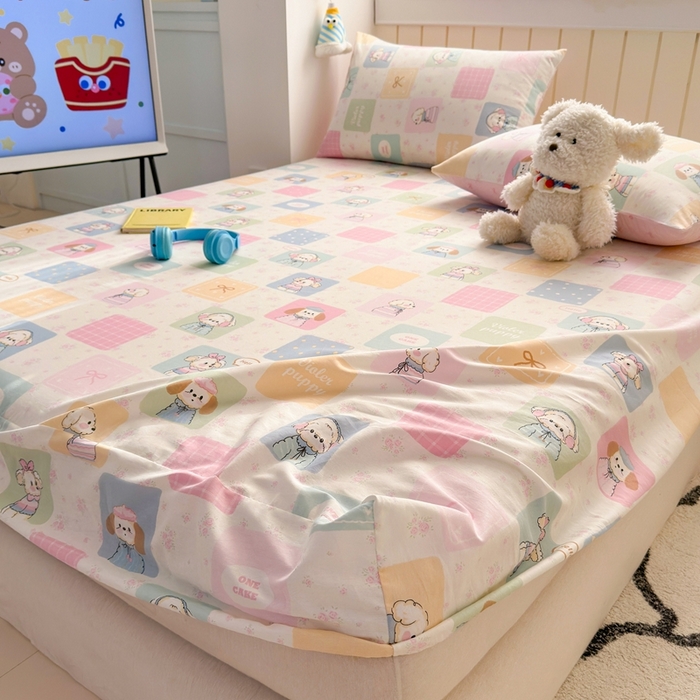 91家纺网 家纺一手货源 找家纺 曼之夏 2025新款全棉纯棉卡通印花单床笠 床笠单件 开心屋